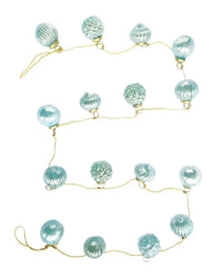 creativeco-op HOME 72inch Length / 2 inch Mercury Glass 2in Ornament Garland, Light Blue on Gold Cord