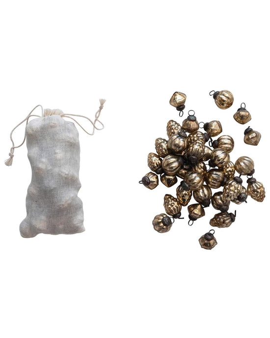 creativeco-op HOME Antique Gold / 1 inch Mercury Glass Ornaments in Bag, Antique Gold, S/36