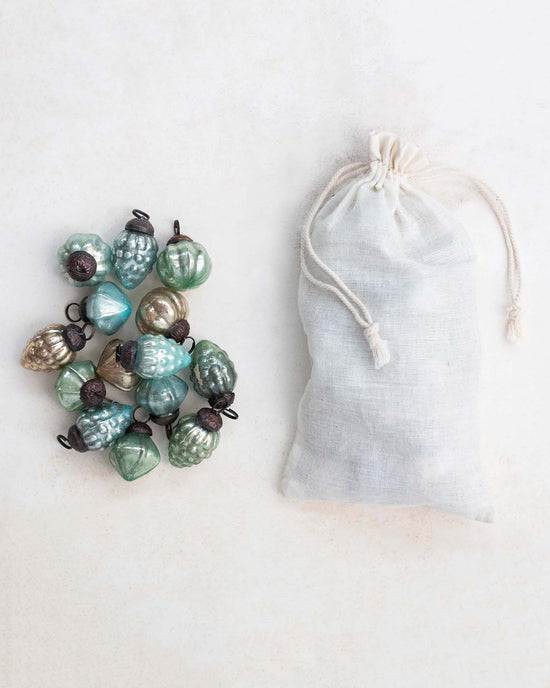 creativeco-op HOME Blue/Silver / 1 inch Mercury Glass Ornaments in Bag, Blues & Silvers, S/36