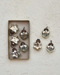 creativeco-op HOME Glass Heart & Star Ornaments, Silver, S/8