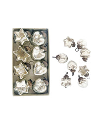 creativeco-op HOME Glass Heart & Star Ornaments, Silver, S/8