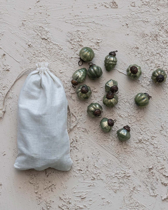 creativeco-op Mercury Glass Ornaments in Bag, Olive Green, S/36 