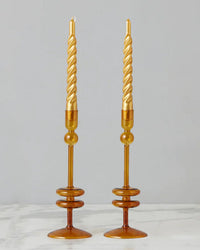 etúHOME Amber Glass Candlesticks Set of 2 -  Medium 