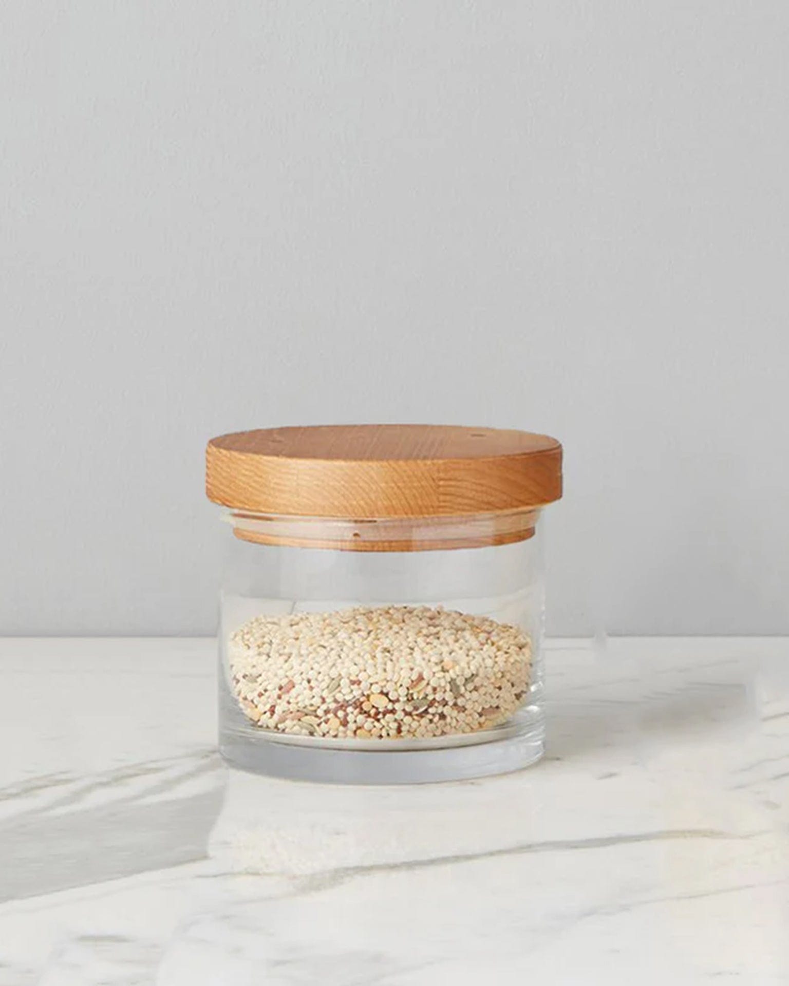 Natural Modern Wood Top Canister, Small