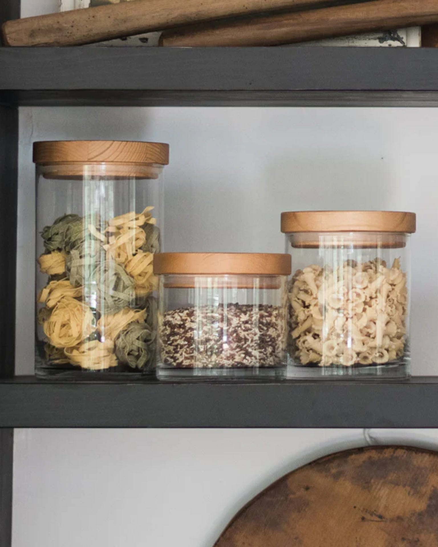 Natural Modern Wood Top Canister, Small - Thumbnail 3