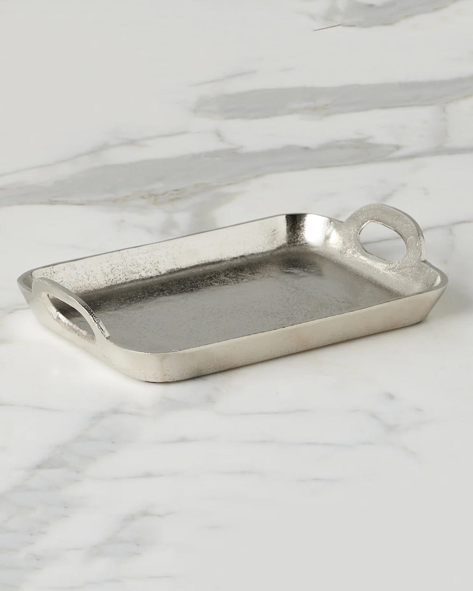 Silver Rectangle Metal Tray, Small