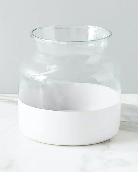 etúHOME White Colorblock Flower Vase 