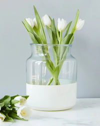 etúHOME White Colorblock Mason Jar, Small 