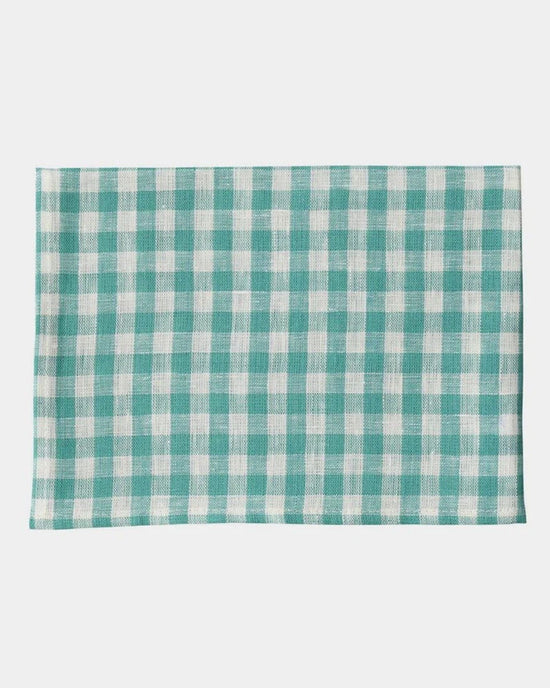 Fog Linen Work Home Green/White Check / O/S Linen Kitchen Cloth - Jules