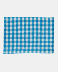 Fog Linen Work Home Turquoise/White Check / O/S Linen Kitchen Cloth - Leo