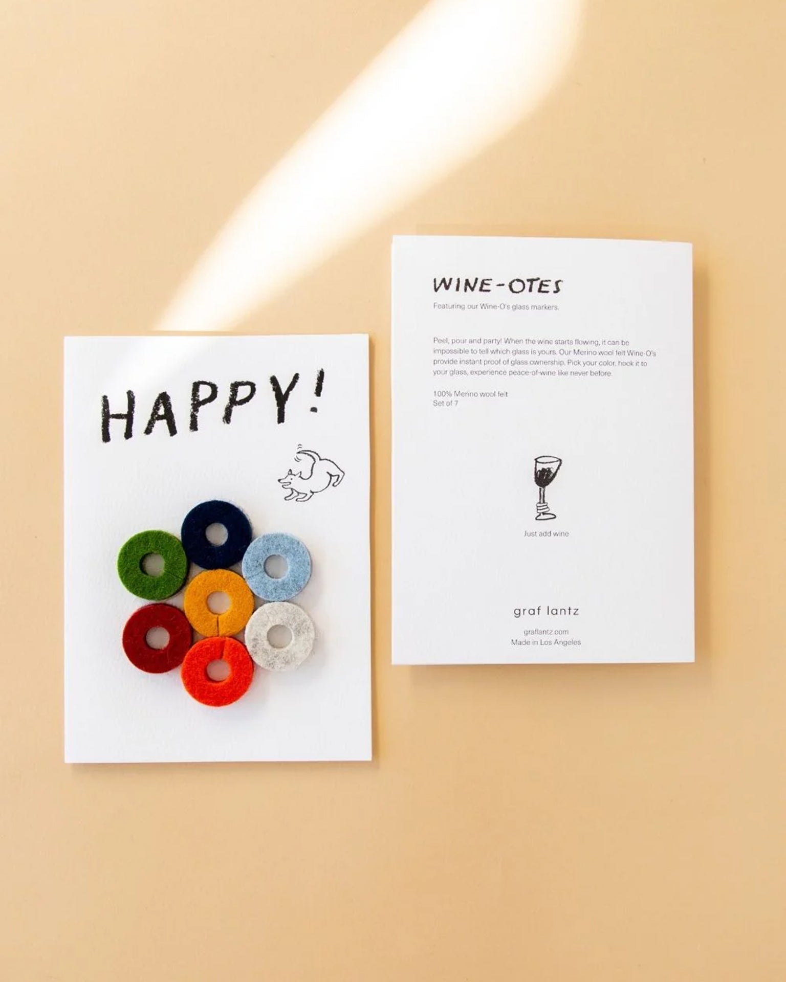 Happy Wine-Ote's Merino Wool Felt Wine Marker Note Card