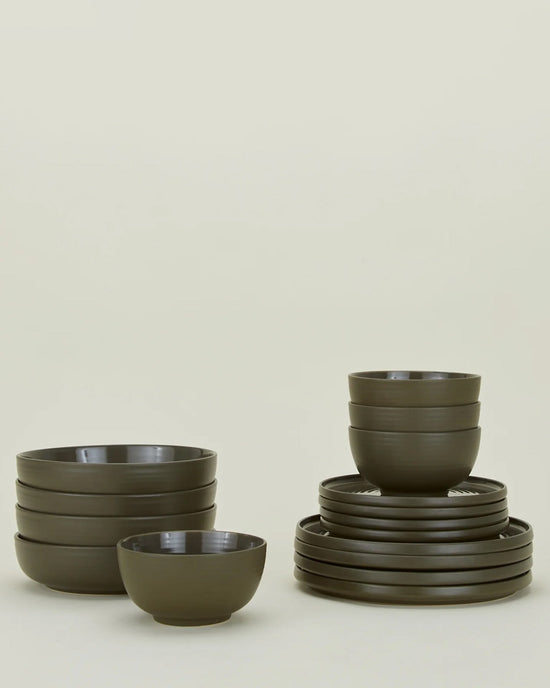 Hawkins New York Essential Dinnerware in Olive - 16 Piece Set 