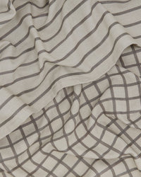 Hawkins New York’s Essential Dish Towels in Light Grey/Black feature a checkered grid pattern, visible folds and wrinkles, and come in a set of 2—perfect for adding style to your kitchen.