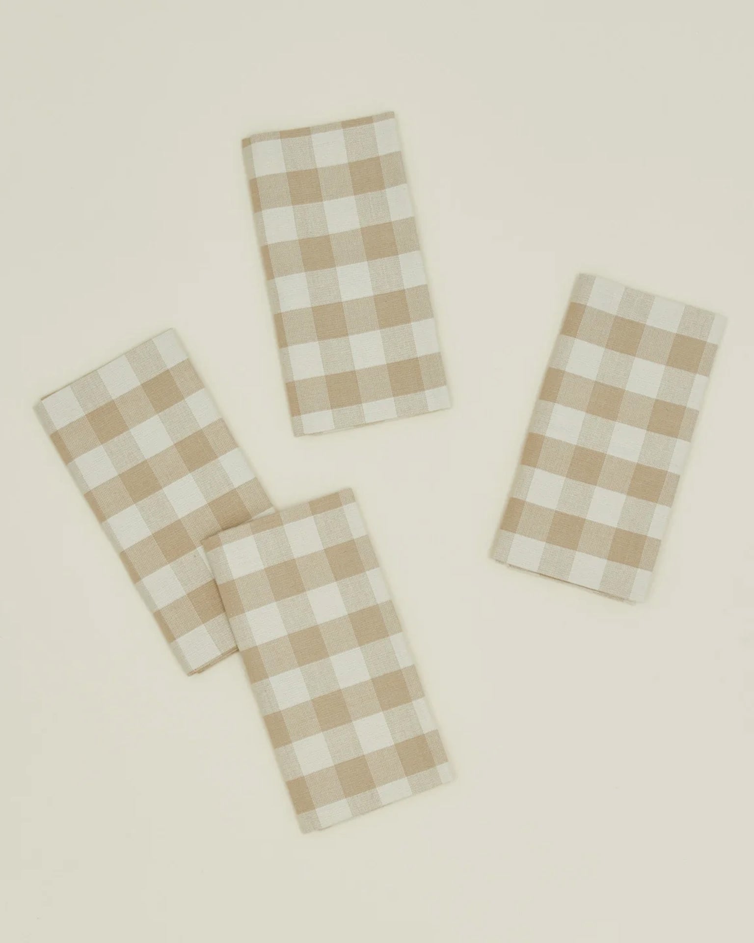 Essential Gingham Dinner Napkins in Ivory/Flax - Set of 4