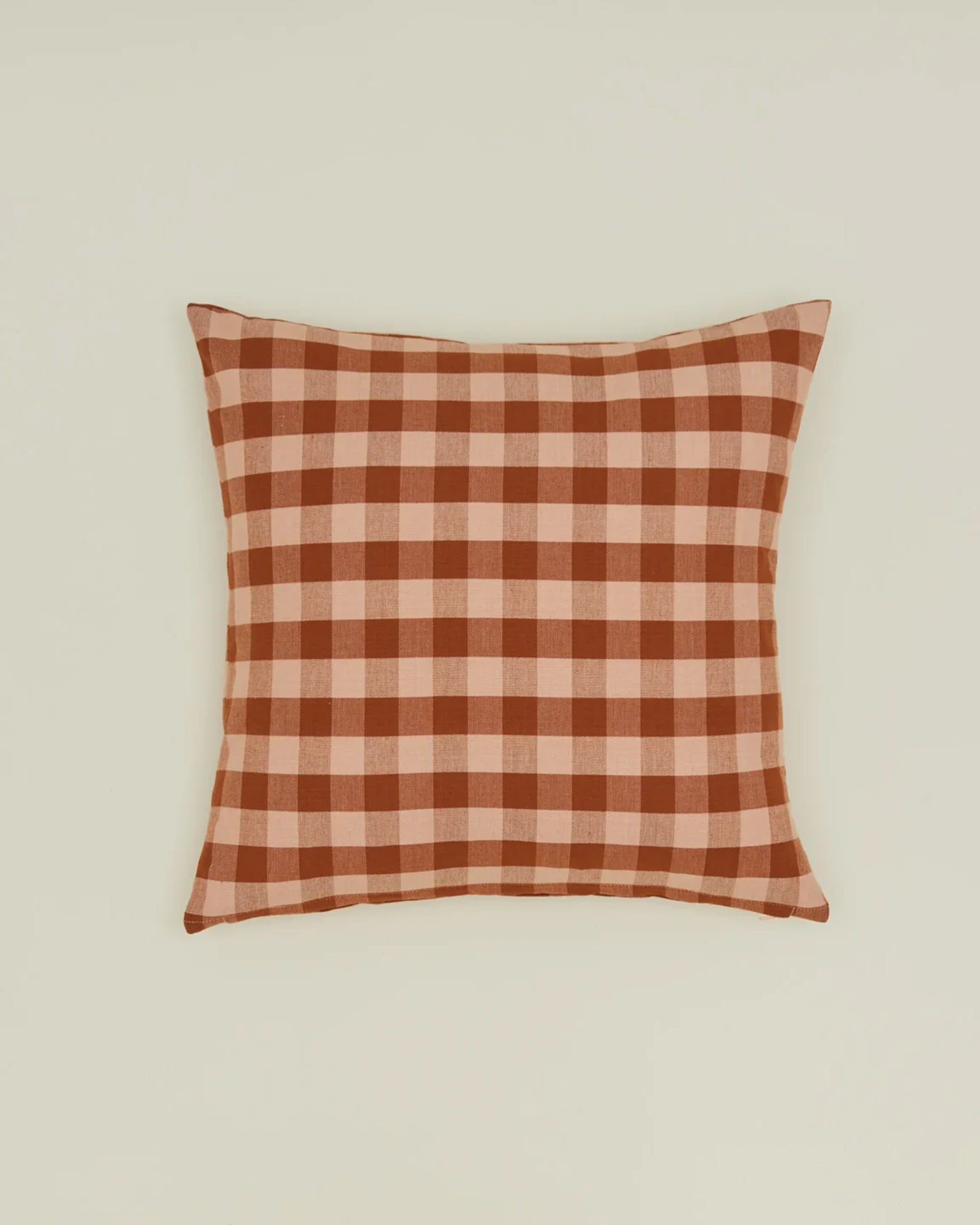 Essential Gingham Pillow - 18 X 18 inches in Blush/Terracotta
