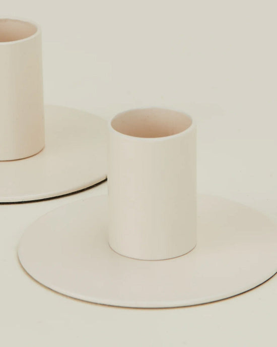 Hawkins New York Home Essential Metal Candle Holders - Set of 2 in Ivory