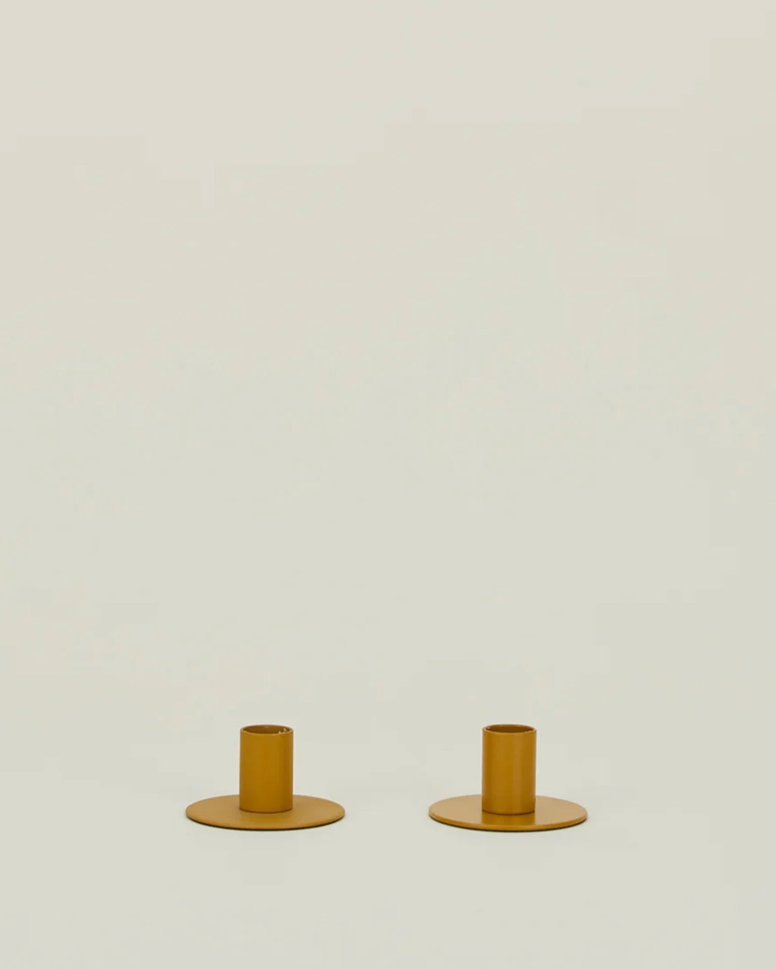 Essential Metal Candle Holders - Set of 2 in Mustard