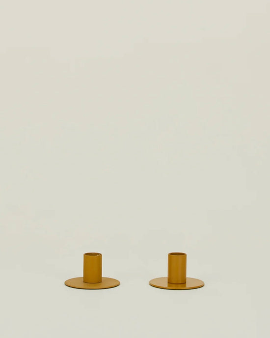 Hawkins New York Essential Metal Candle Holders - Set of 2 in Mustard 
