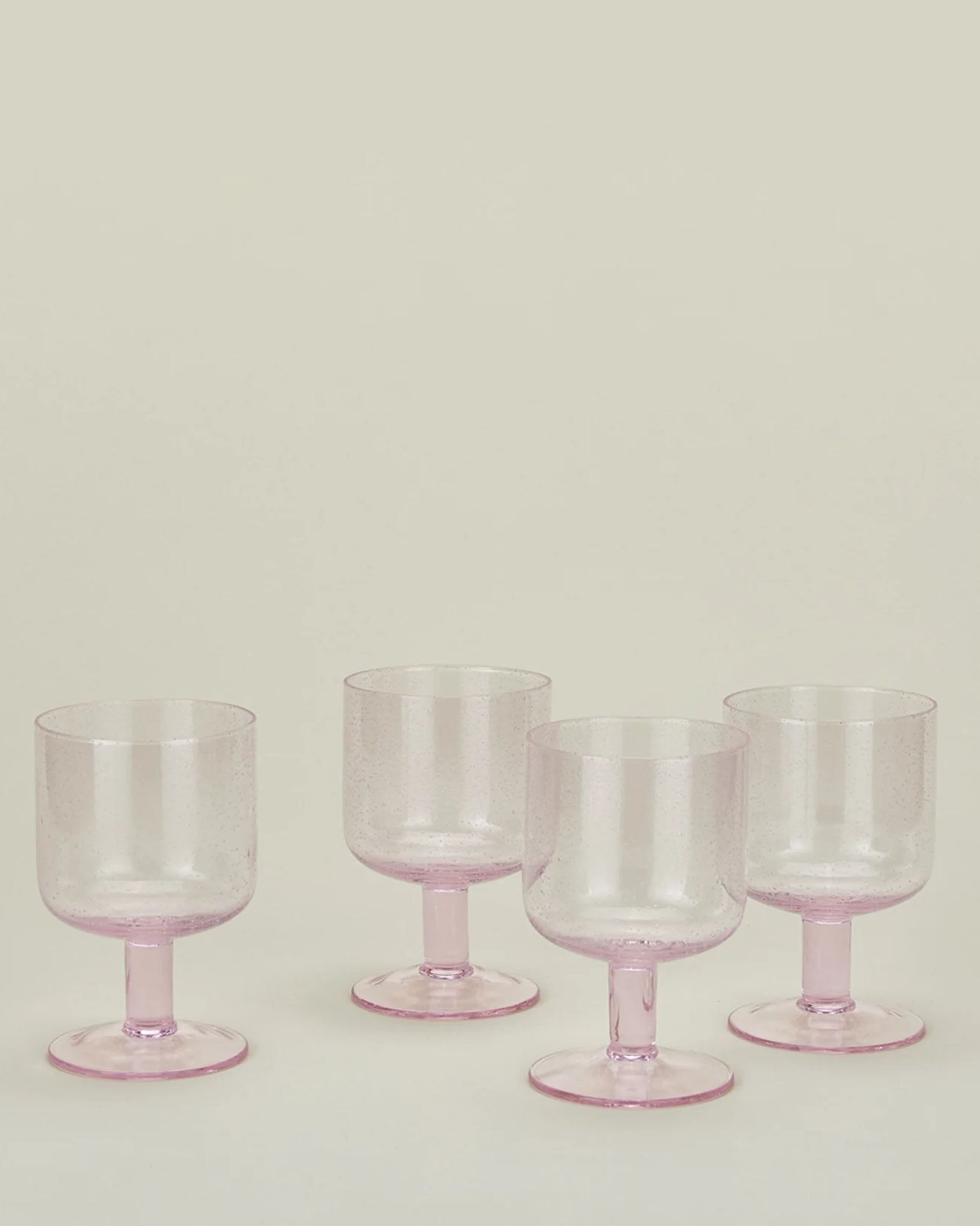 Set of 4 Stemmed Simple Seeded Glassware in Blush