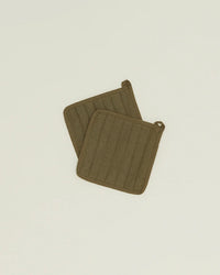 Hawkins New York Simple Linen Pot Holders in Olive - Set of 2 