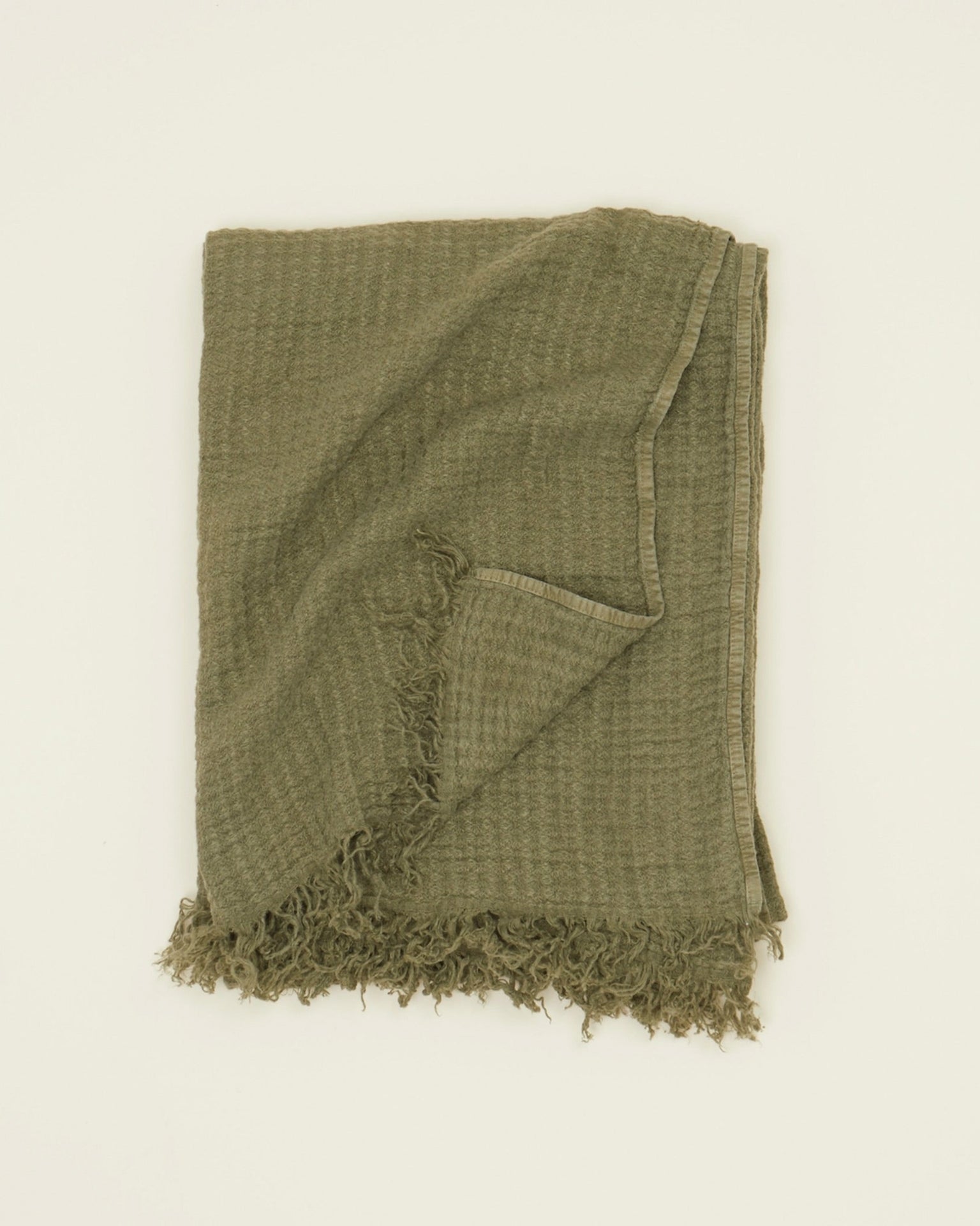 Simple Linen Throw in Olive