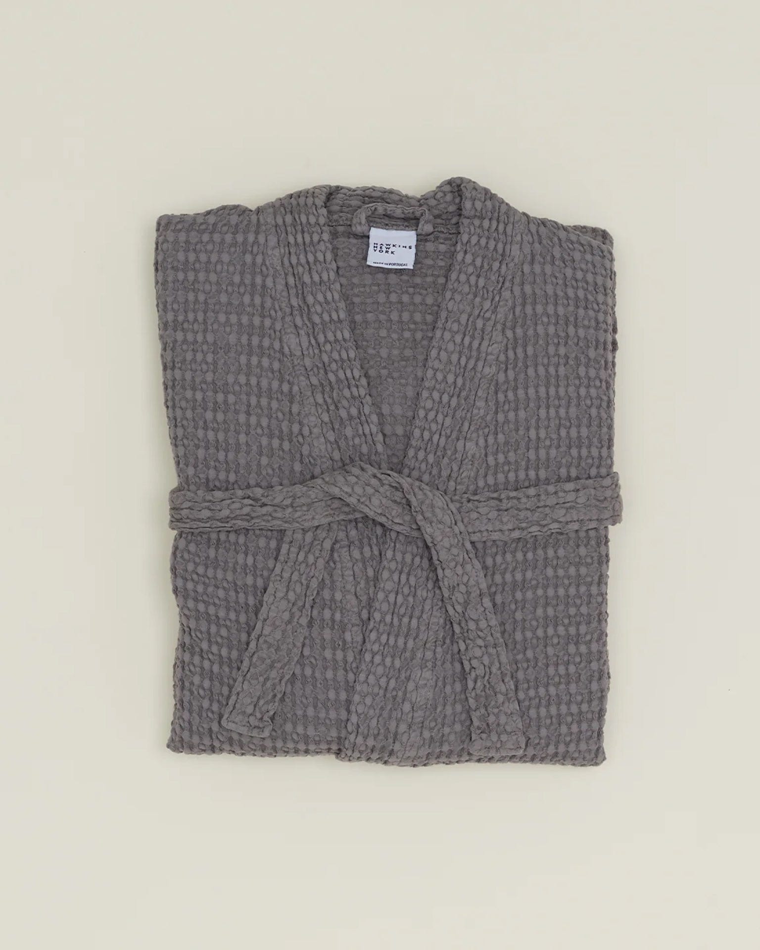 Simple Waffle Bathrobe in Dark Grey