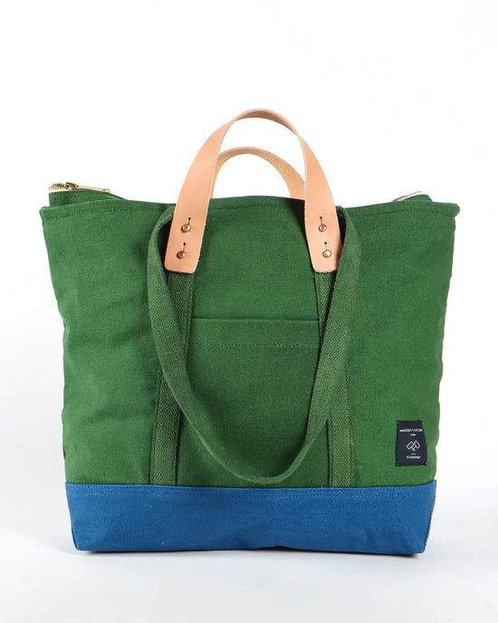 IMMODEST COTTON Small Zipper Tote in Pine/Ocean 