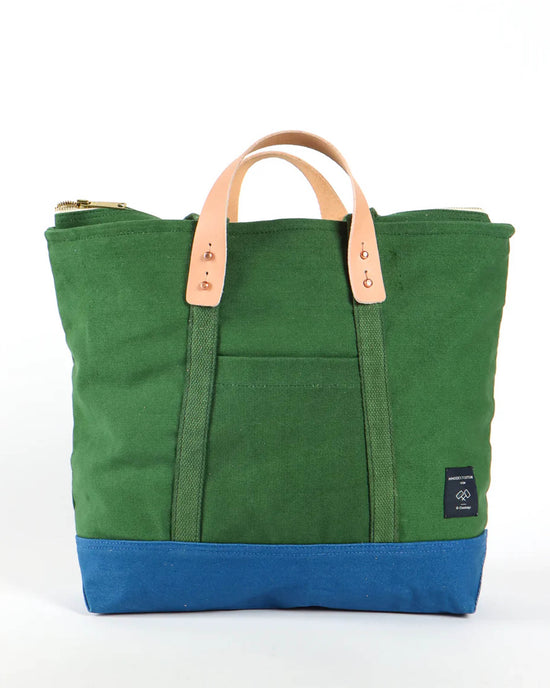IMMODEST COTTON Small Zipper Tote in Pine/Ocean 