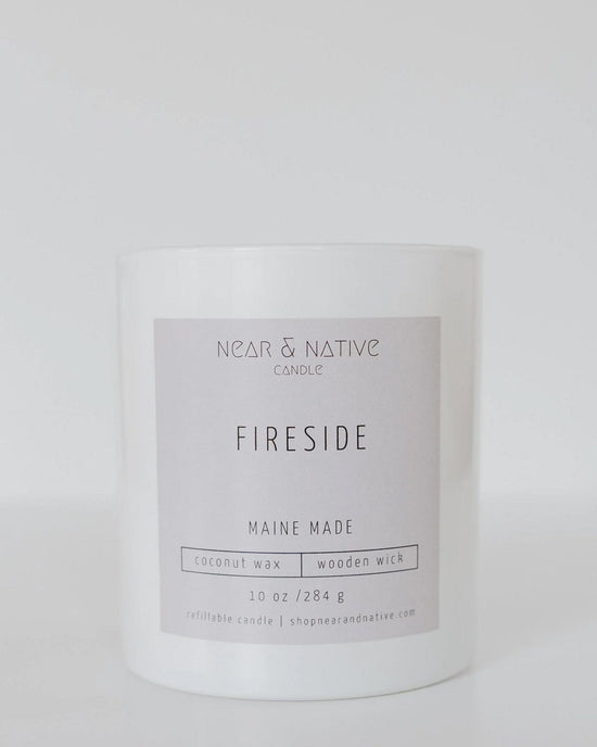 Near & Native Coconut Wax Wood Wick Candle in Fireside 