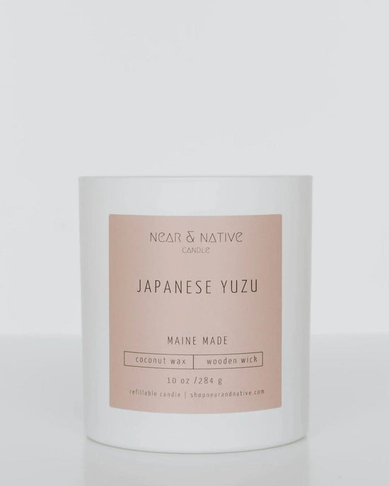 Near & Native Coconut Wax Wood Wick Candle in Japanese Yuzu 