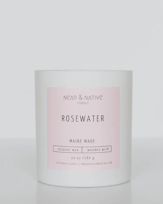 Near & Native Coconut Wax Wood Wick Candle in Rosewater 