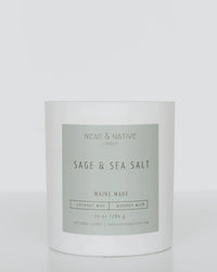 Near & Native Coconut Wax Wood Wick Candle in Sage & Sea Salt 