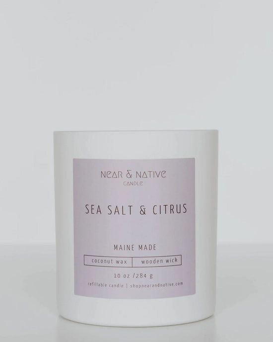 Near & Native Coconut Wax Wood Wick Candle in Sea Salt + Citrus 