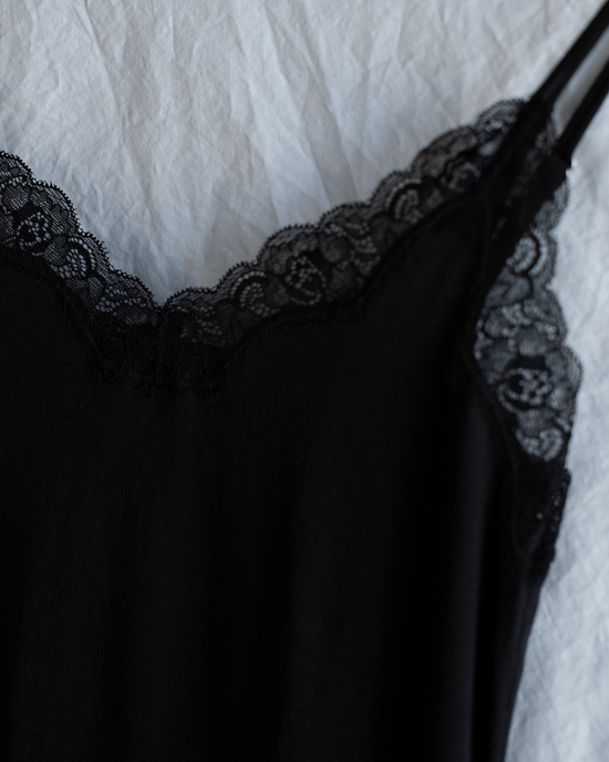 Only Hearts Org Cttn w/ Lace Trim Chemise Gown in Black