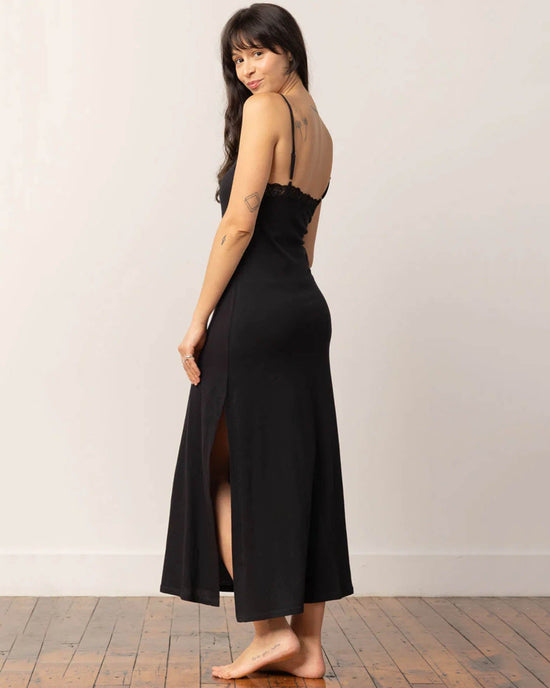 Only Hearts Org Cttn w/ Lace Trim Chemise Gown in Black