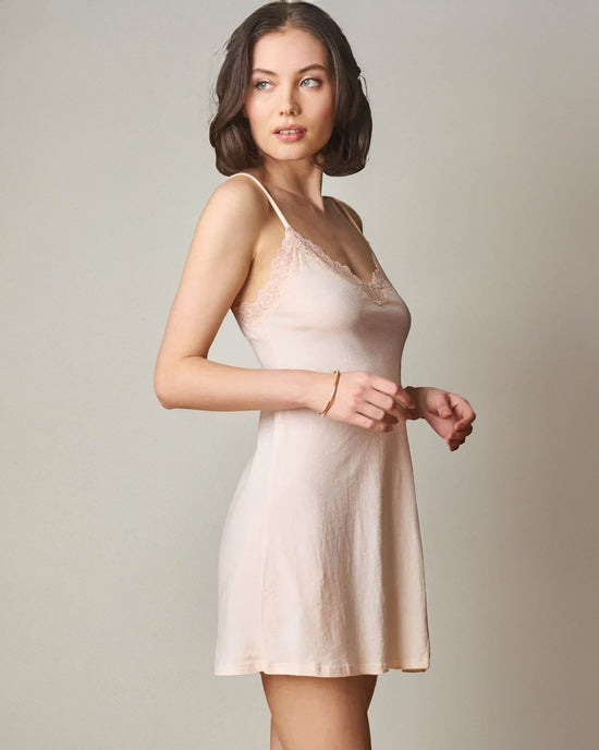 Only Hearts Org Cttn w/ Lace Trim Chemise in Bone