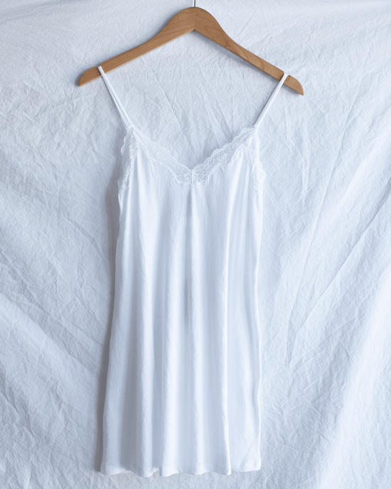 Only Hearts Org Cttn w/ Lace Trim Chemise in White