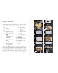 A recipe for Delectable Chocolate Babka Buns by Random House is shown on the left, with six step-by-step photos of dough-making and assembly on the right—perfect for home baking.