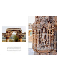 Stone archway and detailed stone sculpture with carvings on a white background