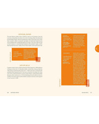 Two cocktail recipes from The Encyclopedia of Cocktails by Random House, Gin Basil Smash and Gin-Gin Mule, are shown on cream-colored pages with orange accents, including ingredients and preparation steps.