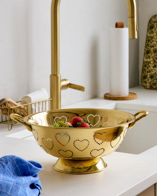 SIR / MADAM Brass Heart Colander 
