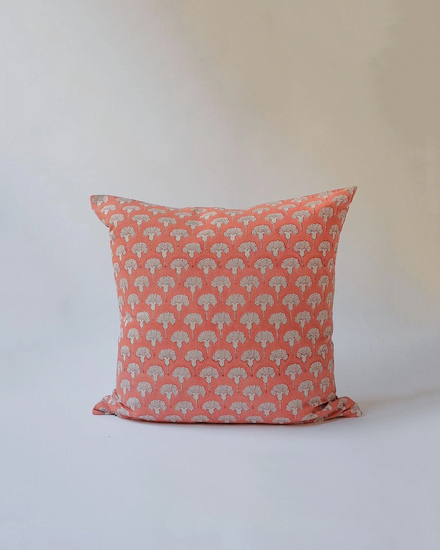 Seema - Hand Block-printed Linen Pillowcase (Poppy Orange) - Thumbnail 5