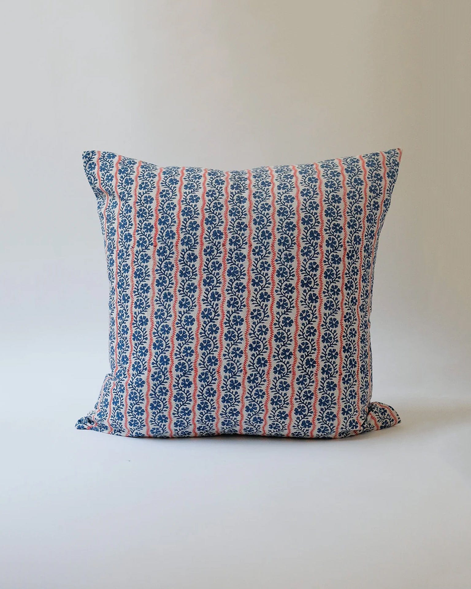 Vipin - Hand Block-printed Linen Pillowcase (Powder Blue) - Thumbnail 3
