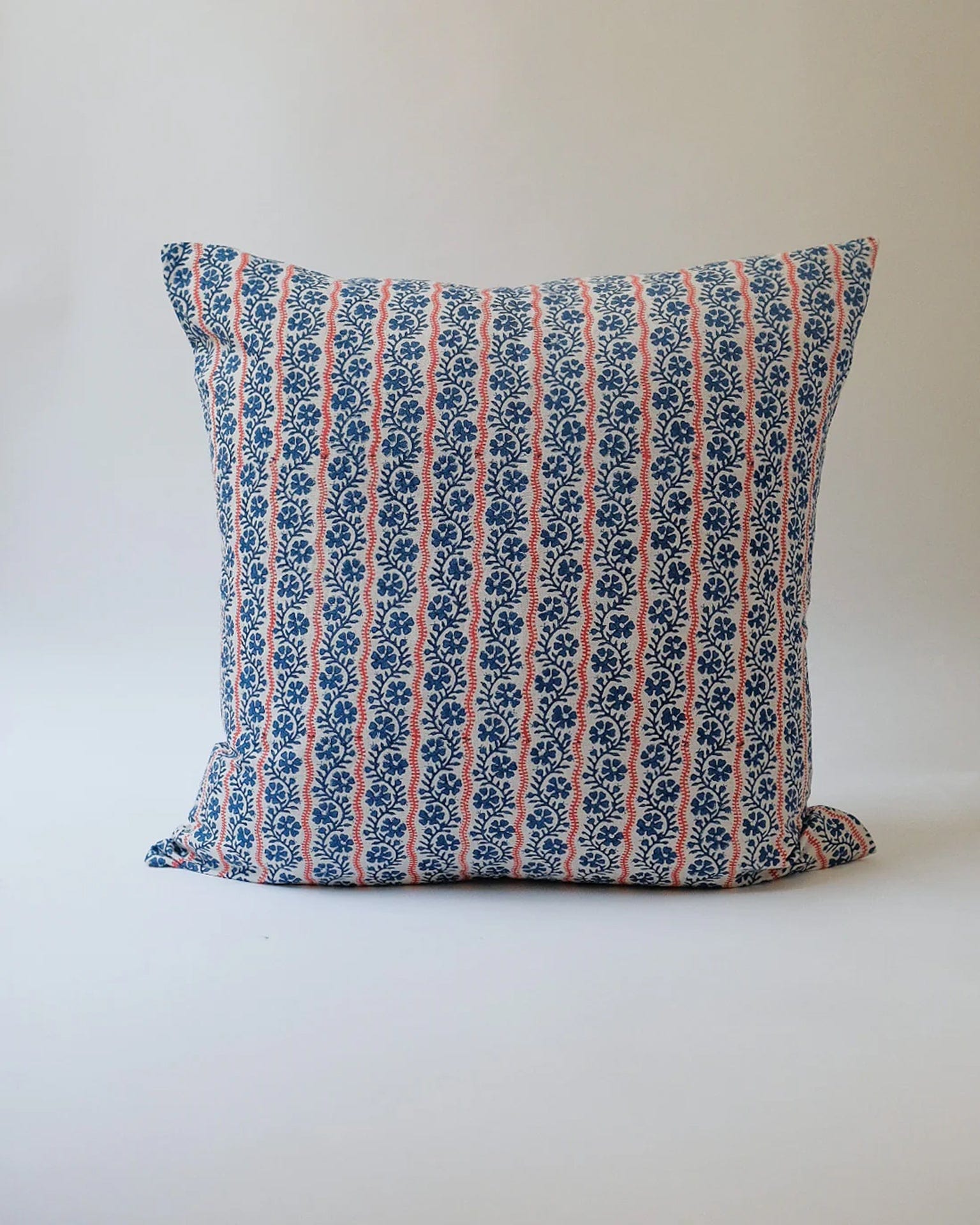 Vipin - Hand Block-printed Linen Pillowcase (Powder Blue) - Thumbnail 2
