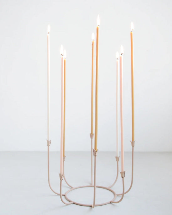 The Floral Society Beacon Long Stem Candelabra in Dune 