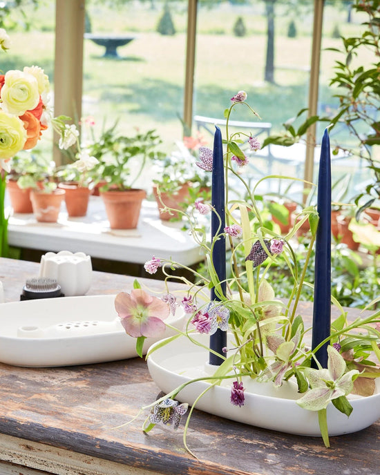 The Floral Society Ceramic Flower Frog Bowl & Taper Holder 