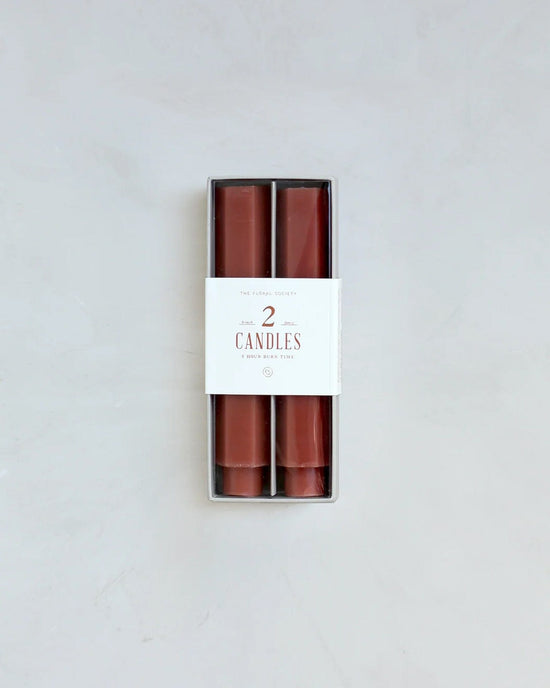 The Floral Society 6 Inch Fancy Taper Candles in Clay 
