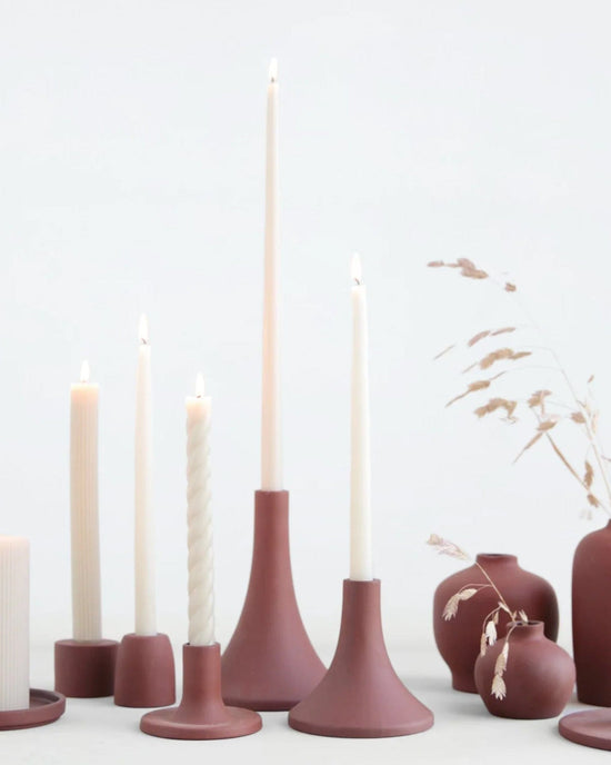 The Floral Society Tall Ceramic Grand Taper Holder in Earth 