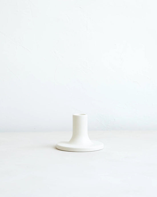 The Floral Society Medium Ceramic Taper Holder in Matte White 