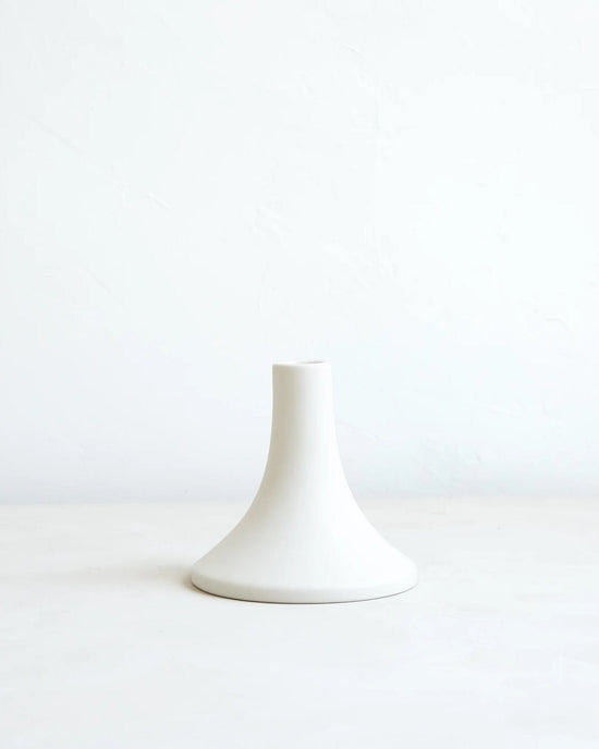 The Floral Society Short Ceramic Grand Taper Holder in Matte White 